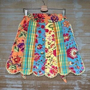 Vintage April Cornell Waist Apron Patchwork Kitchen Linen Floral 90s